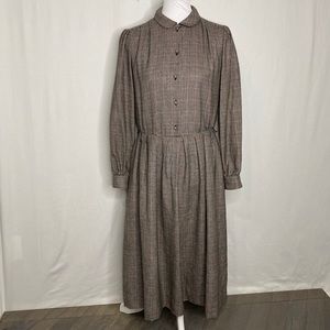 Vintage Lands End Wool Half Button Plaid Dress